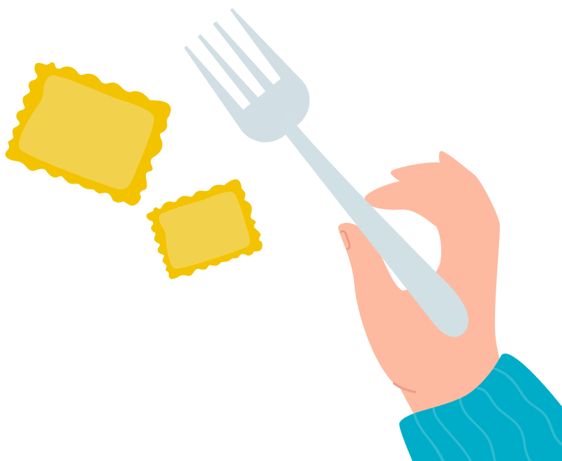 immagine mano che tiene una forchetta con della pasta